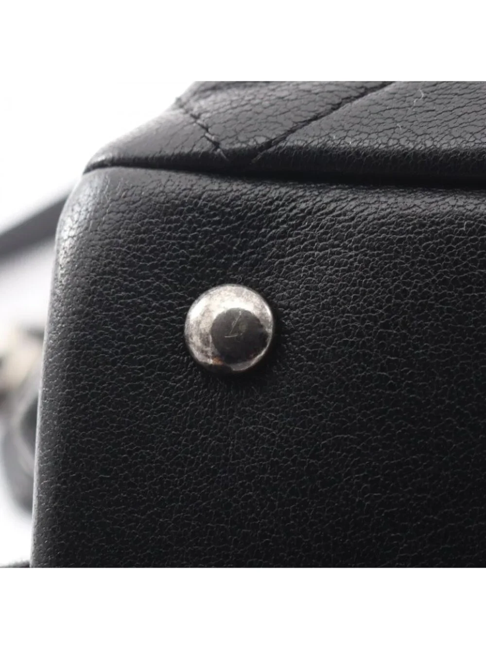 Chanel Tote Bag Quilted Antique Silver 2-Way Black Leather Chain